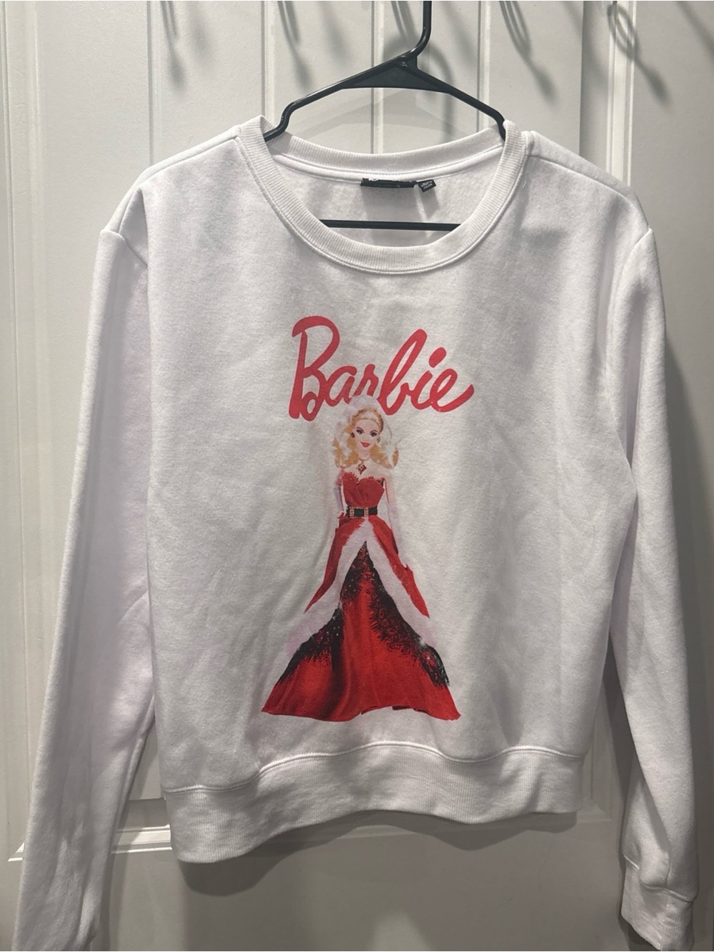 Barbie White Sweatshirt with Red Barbie Script & Red Dress Graphic size xl girls